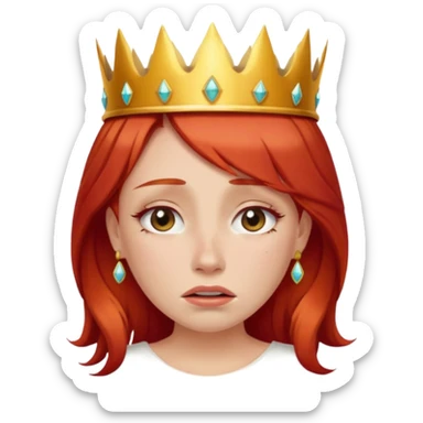 Beautiful lady crying can see shoulders red hair and crown on her head sticker