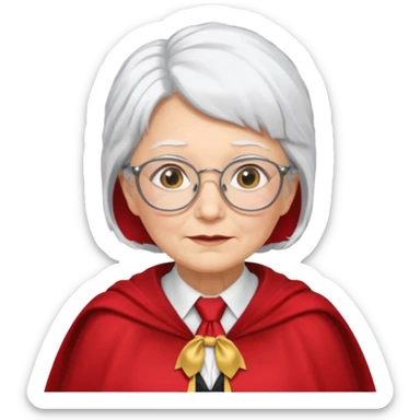 An older woman with glasses and white hair, in a red tie and cape (might resemble Professor McGonagall). sticker
