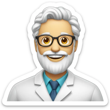profesor de física y química calvo con barba y gafas sonriendo sticker