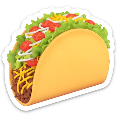 Make the taco much bigger and more visible, keeping the playful 3D emoji style, with no background. sticker
