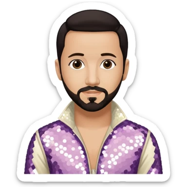 AJ McLean from Backstreet Boys with dark brown hair, ivory sequin outfit sticker