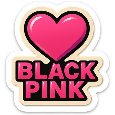 Blackpink inspired icon, pink and black, nostalgic and fun sticker