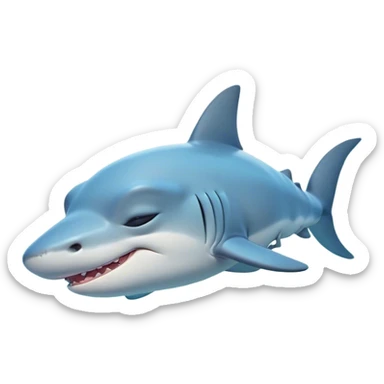 Meme-Worthy Cute Sleeping Hammerhead Shark Portrait Emoji, Head and body resting peacefully with a contented expression, showcasing its uniquely shaped hammerhead with closed, serene eyes and a relaxed, streamlined form, Simplified yet adorably endearing features, highly detailed, glowing with a soft, drowsy ocean light, high shine, relaxed and utterly lovable, stylized with an air of playful laziness, soft glowing outline, capturing the essence of a sleeping hammerhead that feels destined to become the next viral icon of adorable slumber! sticker