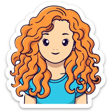 Attractive girl with very very long curly hair and many freckles sticker