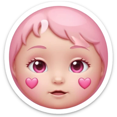 a baby pastel pink love face emoji with pink hearts in the eyes and a glowing baby pink gradient behind it  sticker