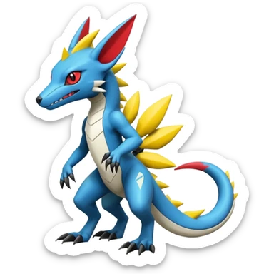 Shiny Cool Futuristic Colorful Cute Edgy Salandit-Zeraora-Lombax-Sergal-Zangoose-Cyclizar-Genesect-Pokémon, full body sticker