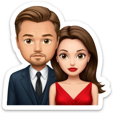 leonardo di caprio and Angelina Jolie in a red dress sticker