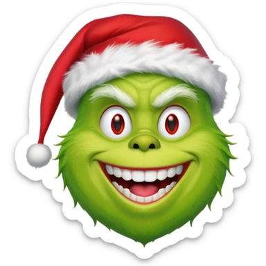 The Grinch with a Santa hat emoji sticker