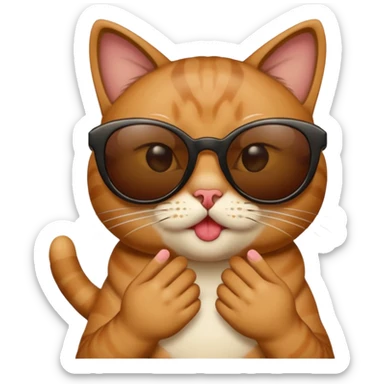 Cat with sunglasses, sending kiss sticker