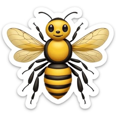 una abeja con cabeza de señor canoso viejo y robusto, el cuerpo de la abeja dejalo sin cambiar sticker