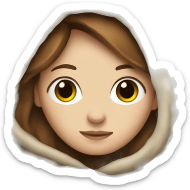 A white girl with brown hair in a blanket sticker