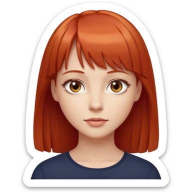 zumbi mulher com cabelo vermelho liso e franja olhos castanhos claros e branca  sticker