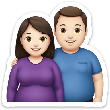 obese brunette white guy with obese brunette asian girl sticker