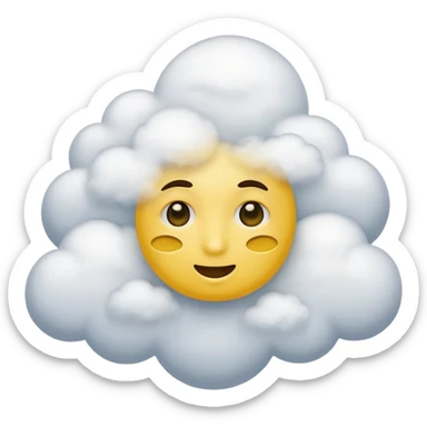 Face in clouds yellow circle and black eyes and remove a mouth and move in a cloud sticker