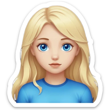 A blonde-haired girl with blue eyes, surrounded by many planets sticker