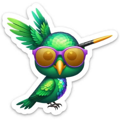 green hummingbird with sunglasses sticker