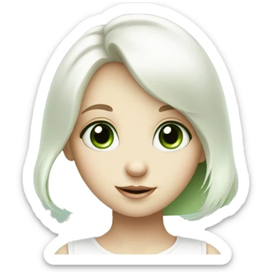 Cute White bunny girl with light-green eyes curious and question symbol  sticker