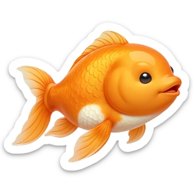 Meme-Worthy Cute Sleeping Orange Goldfish Portrait Emoji, Head resting peacefully with a contented smile, showcasing a streamlined, graceful body with a luxuriously soft vibrant orange hue, eyes closed in a serene, floating nap, Simplified yet hilariously adorable features, highly detailed, glowing with a soft, drowsy light, high shine, relaxed and utterly lovable, stylized with an air of playful laziness, bright and heartwarming, soft glowing outline, capturing the essence of a comically sleepy goldfish, so meme-worthy it feels like it could instantly become the next viral sensation of adorable slumber! sticker