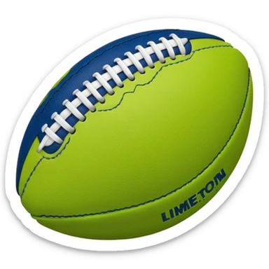 American football with lime green leather and navy-blue stitching sticker