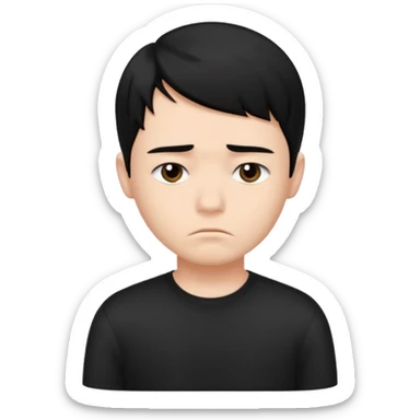 Roblox Avatar whit black shirt and sleek boy har sad sticker