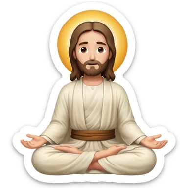 Jesus meditating, hands in lap, peaceful face sticker