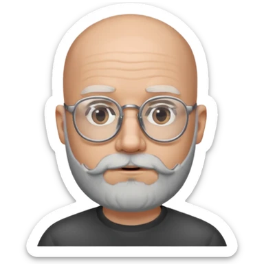 Bald man with salt and pepper beard and glasses sticker