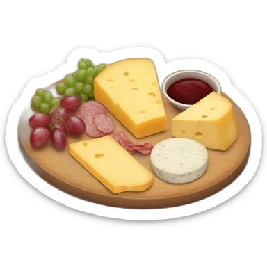 full cheese charcuterie platter on wooden board sticker