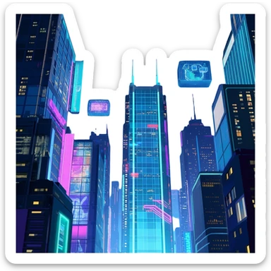 Futuristic cyber aesthetic full scenic SCENERY sticker