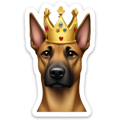 A malinois dark color with a crown on his head sticker