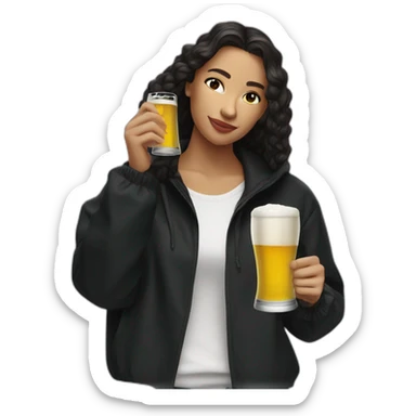 Lacoste latin friends woman drinking beer with black windbreaker sticker