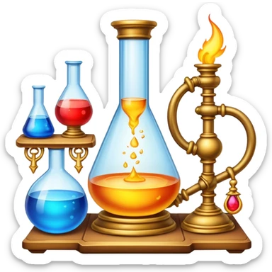 elaborate and colorful alchemy setup sticker