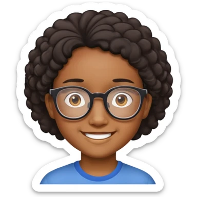 "- Nam
- 10 tuổi
- Da nâu
- Tóc ngắn, xoăn nhẹ, đen
- Cười tươi
- Đeo kính
" sticker