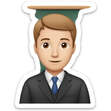 English teacher at a chalkboard with ABC written on it sticker