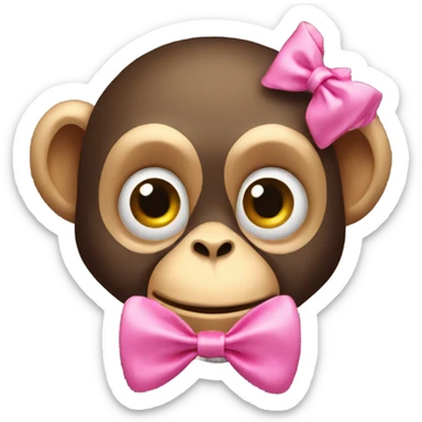Monkey with a pink bow blowing a kiss sticker