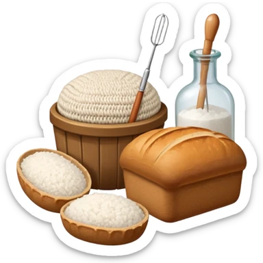 a one victorian bottle of salt and a loaf of bread - crochet needles and a ball of wool sticker