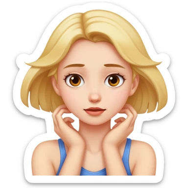 girl grabbing her neck sticker