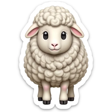 cinematic-[realistic sheep]-realistic-full-body-standing-emoji,-tail-flicking-lazily,-head-tilted-dramatically,-curly-[white]-fur,-simplified-yet-realistic-focused-features,-highly-detailed,-glowing-with-an-almost-sarcastic-glow sticker