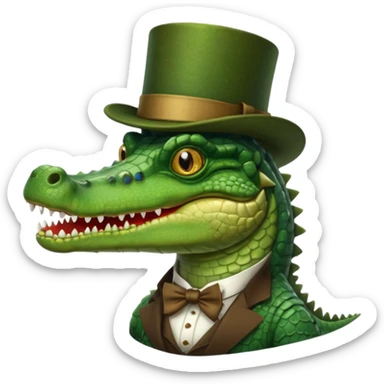 Crocodile with a top hat and monocle sticker