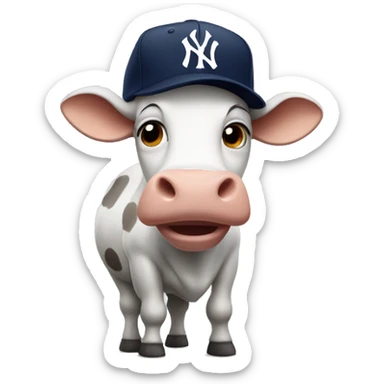 Cow with a New York Yankees hat on sticker