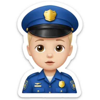 baby in police dress without cap sticker