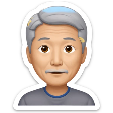 56 year Old man, Asian, grey hair, no facial hair sticker