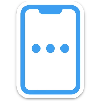 Smartphone icon with three small dots inside the screen, symbolizing points collection, flat emoji style, outline with blue and turquoise colors, white background sticker