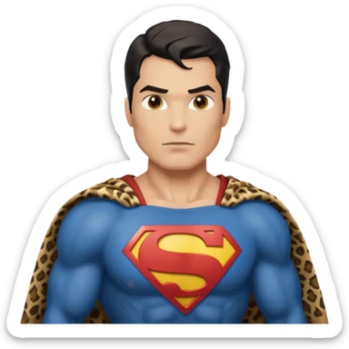 a superman wearing ancient animal skin cloth, half body, icon, yellow skin sticker