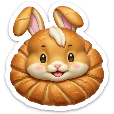 croissant with bunny face sticker