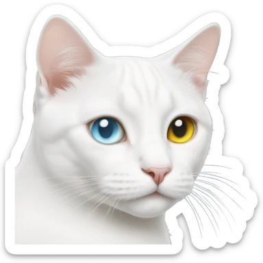 white cat with heterochromia sticker