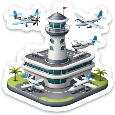 tiny mosquito airport with control tower and mosquito planes sticker