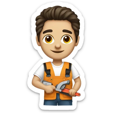 young Woodworker with miter saw caucasian dark hair sticker