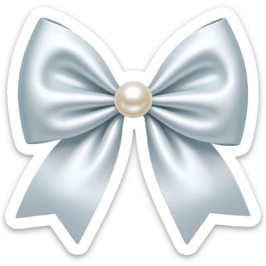white satin bow emoji with a pearl sticker