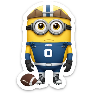 Minion wearing football pads and eye black sticker