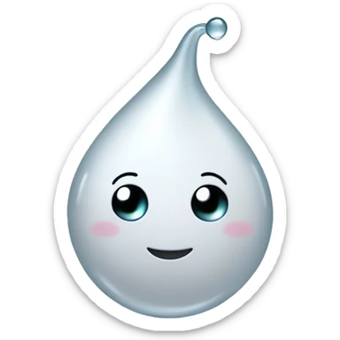 happy white droplet swimming, no water, only white liquid, with tail swimming, make the tail a bit squiddly,   sticker